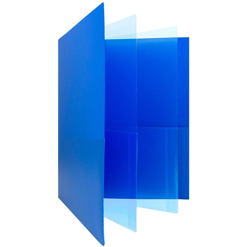 JAM PAPER Heavy Duty Plastic Multi Pocket Folders - 6 Pocket Organizer - Blue - 2/Pack - Image 1